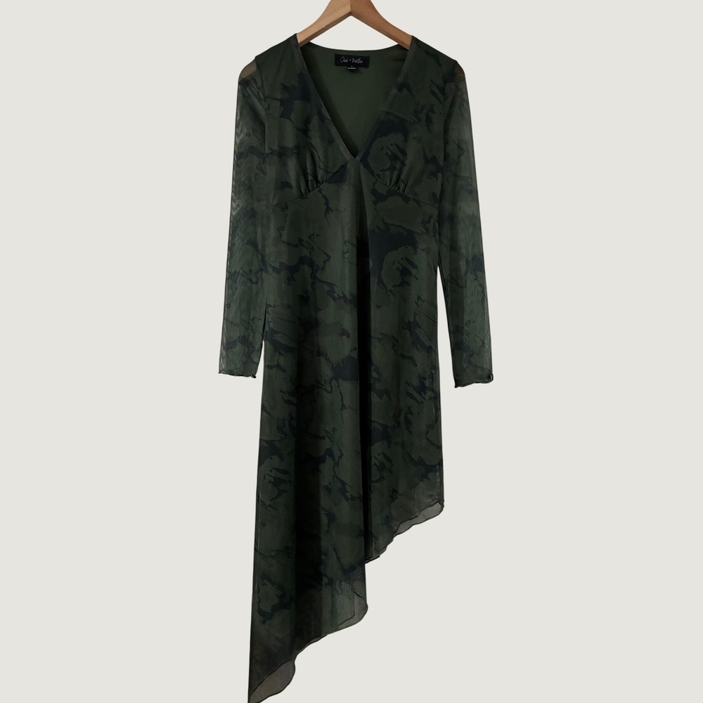 Oak+Trellis Babydoll Fairycore Green Mesh Asymmetrical Handkerchief Hem  Dress S